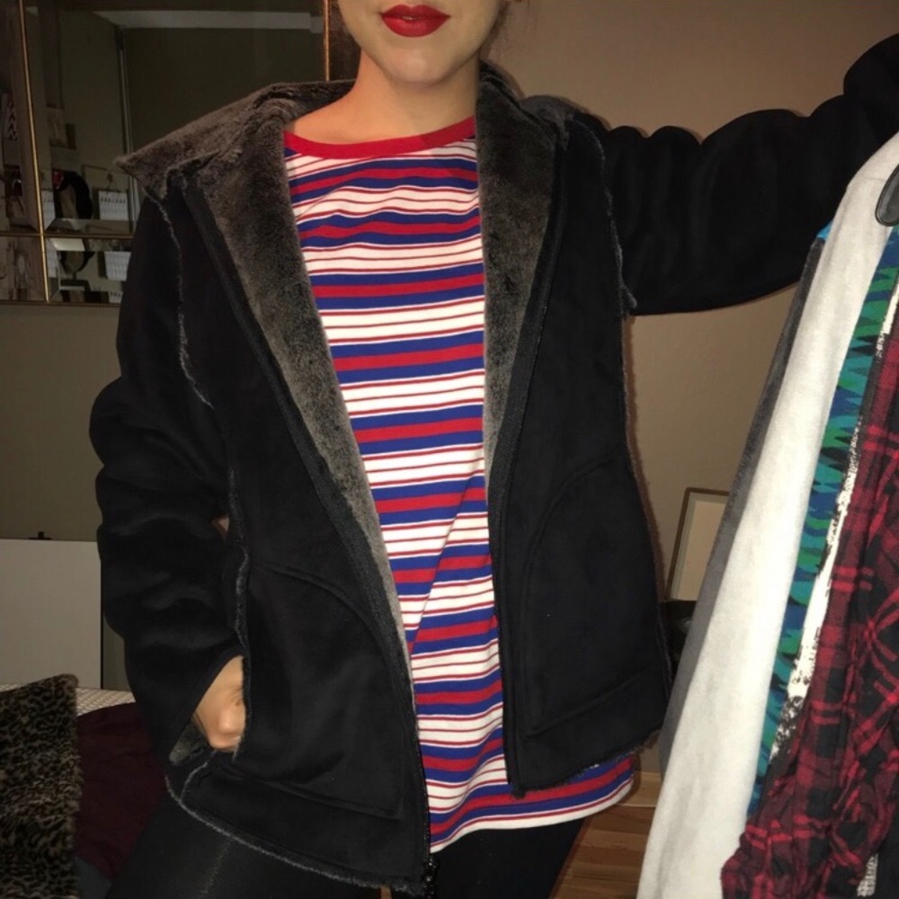 Faux fur zip up hoodie